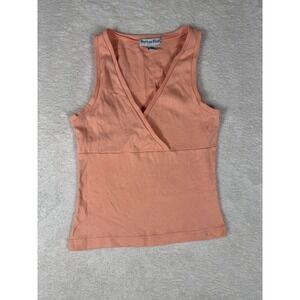 Betty Blue Tank Top Women L Peach Good Surplice V-Neck Cotton Stretch Basic